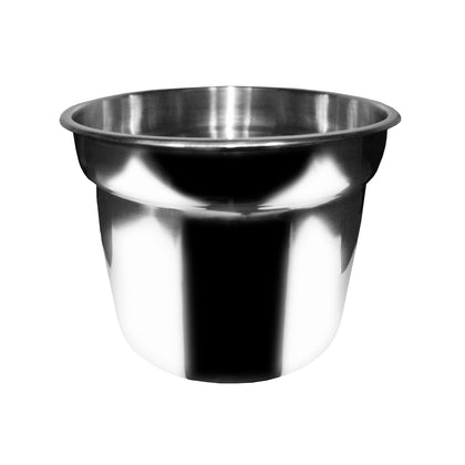 Vegetable Inset Pot Stainless Steel 11Qt with reinforced rim, satin finish, even heat, corrosion-resistant; fits steam tables, nests for storage, not a set. (Packed By: 12 Each Per Case)