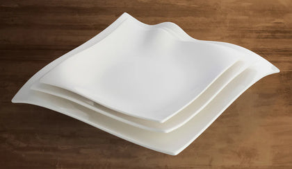 WDP010-103, 6-12pcs Bright White Porcelain Square Platter