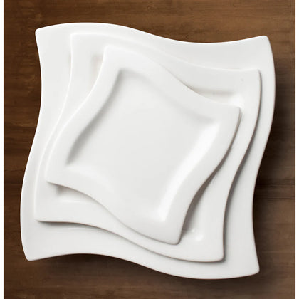WDP011-103, 12pcs Bright White Porcelain Square Platter