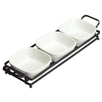 WDP014-102, 12sets Bright White Porcelain Trio Set with Stand