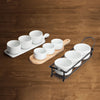 WDP015-102 24sets Bright White Porcelain Trio Bowl Set w/ Wooden