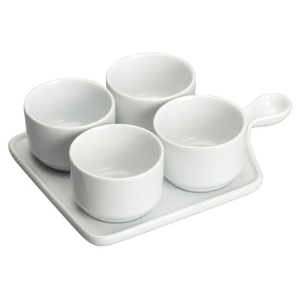 WDP016-102, 12sets Bright White Porcelain Quartet Tapas Set