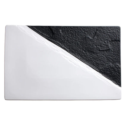 WDP023-202-203, 2pcs Black & White Porcelain Rectangular Platter