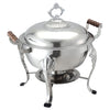 Welsh round 6QT chafer with mirror finish, complete setup, and durable construction; ideal for catering, buffets, banquets, and professional food service with stylish food presentation.