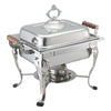 Welsh square 4QT chafer with mirror finish, complete setup, and durable construction; ideal for catering, buffets, restaurants, and professional food service with elegant food presentation.