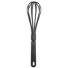 Black nylon whip with heat-resistant flexible wires, ergonomic handle, nonstick-safe design, and dishwasher-safe construction; packed 144 each per case for commercial and home kitchen use.