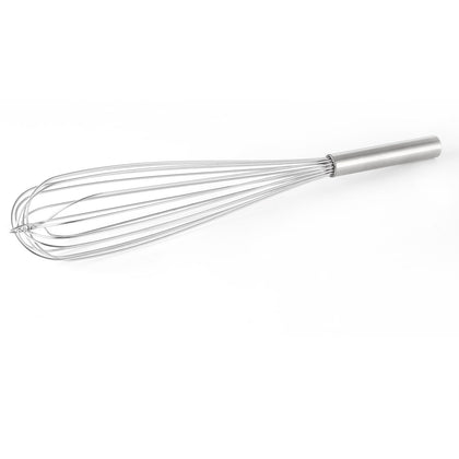 Whip Stainless Steel French 20 inch, long and durable whisk with flexible wires, ergonomic handle for comfort, ideal for high-volume commercial mixing tasks, packed 60 each per case