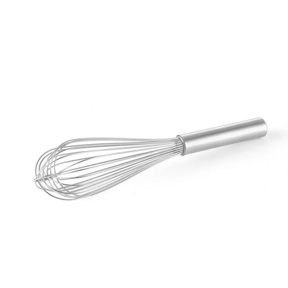 Whip Stainless Steel Piano 12 inch, durable and flexible fine wires, ergonomic handle for comfort, ideal for whisking eggs, sauces, and batters in professional or home kitchens, packed 72 per case