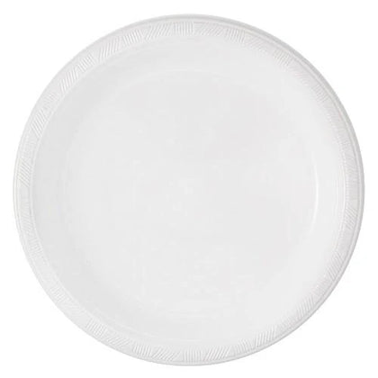 10-inch disposable plastic plates in red and white, perfect for parties, events, and casual meals. Durable and stylish design, easy cleanup for serving main courses, appetizers, or desserts.