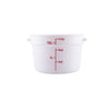 White 12‑quart polypropylene food storage container with tight‑seal lid, BPA‑free, stackable, commercial kitchen grade, freezer and dishwasher safe, efficient, ideal for restaurant ingredient storage.