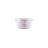 White 2-quart round food storage container made of BPA-free polypropylene, leak-resistant, stackable, freezer and dishwasher safe, with measurement markings, packed 24 per pack for kitchen use.