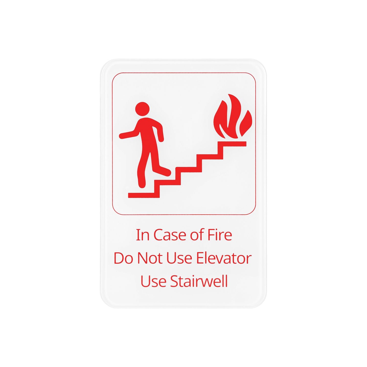 White EN In Case of Fire Use Stairwell sign, 6x9