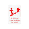 White EN In Case of Fire Use Stairwell sign, 6x9