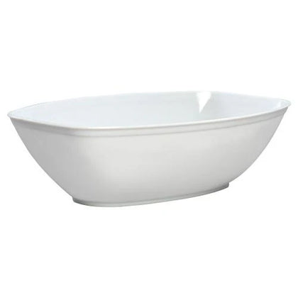 White Oval Luau Bowl, perfect for serving fruit, salads, or appetizers at luau-themed parties, BBQs, or tropical events. Elegant, durable, and versatile, ideal for enhancing any table setting with style.