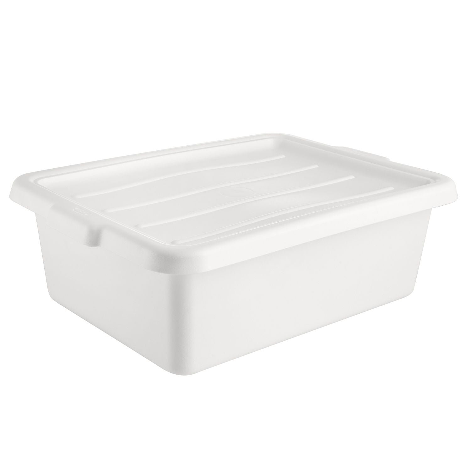 White plastic cover for BTDB Series bus boxes, provides a secure fit to protect contents. Durable, stackable, and easy to clean—perfect for commercial kitchens and foodservice environments.