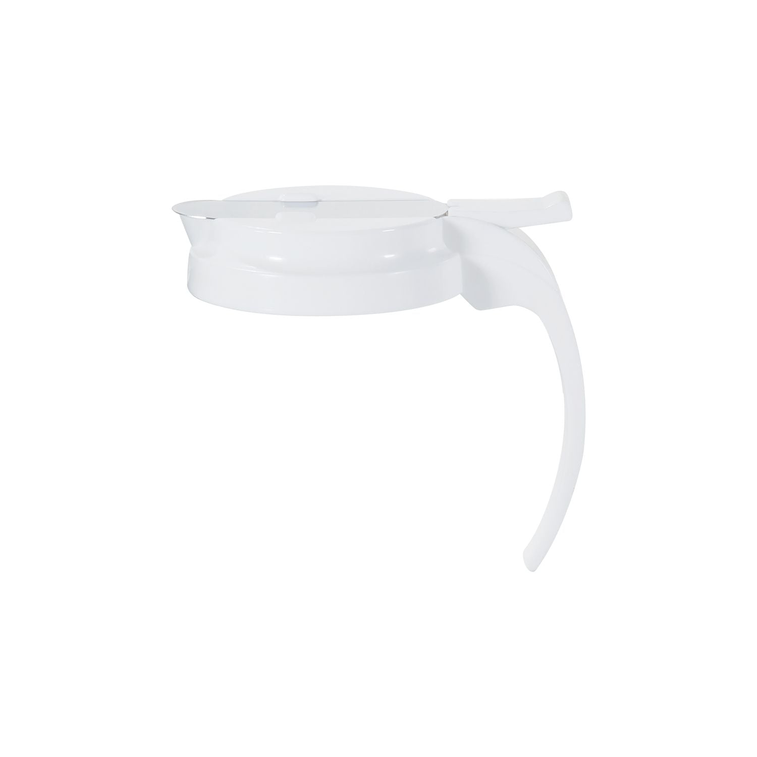 White poly cap with white cap for syrup dispenser, durable, chemical-resistant, lightweight, secure fit to prevent leaks. Ideal for cafes, restaurants, and syrup dispensing. Packed 144 each per case.