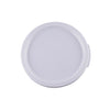 White round food storage container cover fits 12, 18, and 22-quart sizes, made of BPA-free polypropylene, leak-resistant, freezer and dishwasher safe, packed 6 per pack for commercial kitchen use.