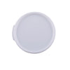 White round food storage container cover for 2 and 4-quart containers, made of BPA-free polypropylene, leak-resistant, dishwasher and freezer safe, packed 12 per pack for kitchen efficiency.