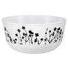 Wildflower 24oz Black/White Bowl with elegant black floral design, reusable and durable, perfect for soups, salads, and sides. Available for events, weddings, and casual gatherings. BPA-free.