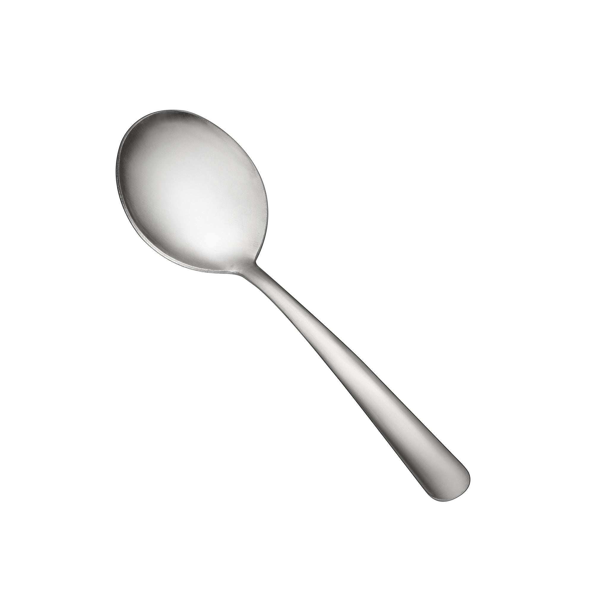 Windsor Bouillon Spoon 18/0 medium weight, 6 inches, durable stainless steel with a polished finish. Ideal for serving soups, broths, and bouillons in restaurants, cafes, or home dining settings.