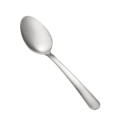 Windsor Teaspoon 18/0 medium weight, 5-7/8 inches, durable stainless steel with a polished finish. Perfect for stirring tea, coffee, and desserts in restaurants, cafes, or home dining.