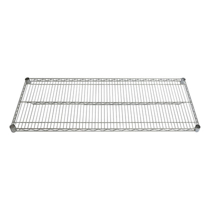 Wire shelf chrome-plated 24x24 inches with 4 clips; rust-resistant, open-wire design offers durable support and airflow for organized storage in kitchens, garages, or commercial spaces.