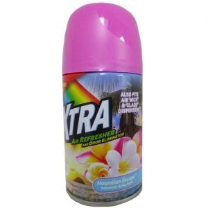 Xtra Automatic Spray Refill in Hawaiian Escape brings the essence of the tropics into your home. This vibrant pink aerosol refill delivers a continuous burst of fragrance that lasts up to 60 days, helping eliminate odors while filling your space with a warm, uplifting scent. Compatible with Air Wick dispensers, it's a convenient and refreshing way to enhance any room, from living areas to bathrooms and offices.