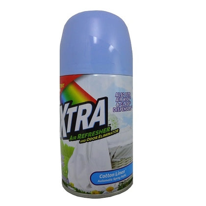 Xtra Automatic Spray Refill Dispense Cotton Linen delivers a long-lasting, refreshing fragrance that keeps your home or office smelling fresh day after day. Designed for use with Air Wick automatic spray dispensers, this air-powered refill releases a consistent burst of tropical scent, creating an inviting atmosphere wherever it's placed. Ideal for refreshing living rooms, bathrooms, and shared spaces.