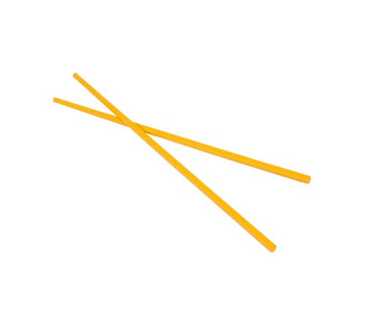 A pack of 10 yellow plastic chopsticks, bright and durable for everyday use.



