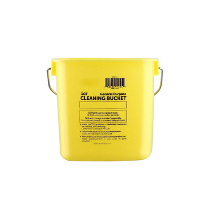 Yellow 3-quart general purpose bucket made of durable plastic, ideal for cleaning and sanitation tasks in commercial kitchens, foodservice, healthcare, and janitorial operations.