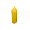 Yellow 32-oz wide-mouth squeeze bottle with BPA-free plastic, leak-resistant cap, and precise squeeze control—ideal for mustard, sauces, crafts. Durable, dishwasher-safe, easy to refill
