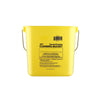 Yellow 6-quart general purpose bucket with handle, made from durable plastic. Ideal for cleaning, sanitizing, and color-coded tasks in commercial kitchens and janitorial environments.