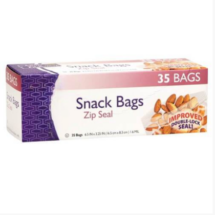 Zip Seal Snack Bags for convenient and durable food storage. Perfect for keeping snacks fresh with a secure zip seal closure. Ideal for meal prepping, portion control, and on-the-go snacking.