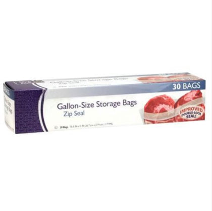 Zip Seal Gallon Freezer Bags – leak-proof and durable storage solution for freezing and preserving large portions of food like meats, fruits, and leftovers. Keeps food fresh and prevents freezer burn.