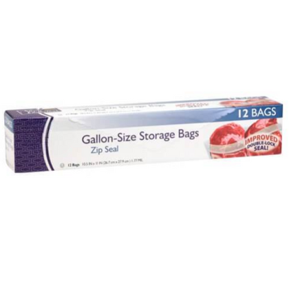 Zip Seal Gallon Storage Bags – leak-proof, durable, and secure. Perfect for food storage, freezer organization, and keeping belongings safe. Strong zip seal protects contents from spills and contamination.