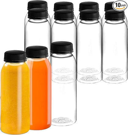 Round Clear Juice Bottles with White Caps Disposable Drink Containers