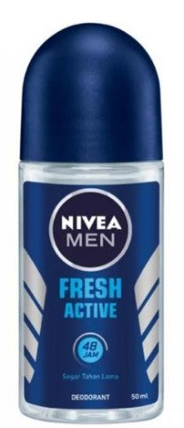 Nivea Men Roll-On Fresh Active, 50ml deodorant with long-lasting freshness and reliable sweat and odor protection.