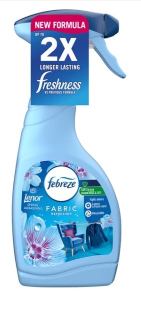 Febreze Fabric Refresher Spray Spring Awakening, 500ml odor eliminator that freshens fabrics with a long-lasting clean scent
