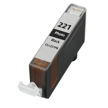 CLI-221 Photo Black compatible ink cartridge for Canon PIXMA printers, 420 pages, sharp and detailed photo-quality prints.