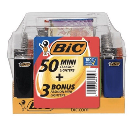 Bic Lighter Multi Color 50+3 Count Tray