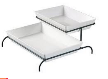 EcoQuality 2-Tier Stand For RM-614 RM-618 ST-112BK 4/Pcs is made from durable and reliable melamine material, that will serve you for a long time with 19.50 inches long by 17 inches wide by 7 inches in height. All Rome collection items are stylish and will perfectly fit almost any food-serving establishment's design. Such tier stands add a touch of elegance to your table, whether at the casual or fine dinner party. 