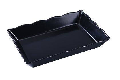 This Scallop Edged Display Tray DC-6114B 6/Pcs is a stylish and durable choice for food presentation. Made from high-quality melamine, it features an unbreakable structure and a glossy finish, making it perfect for serving hot or cold appetizers, bread, desserts, and more. Part of the elegant Deli collection, its scalloped edge design adds sophistication to any dining setting. 