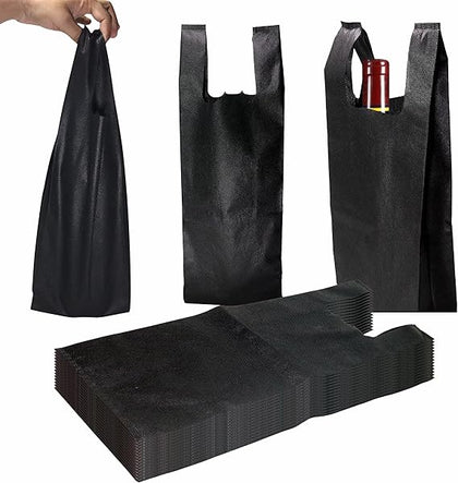 Black Wine Non-Woven Reusable Single Bottle Tote/Wine Gift Bags