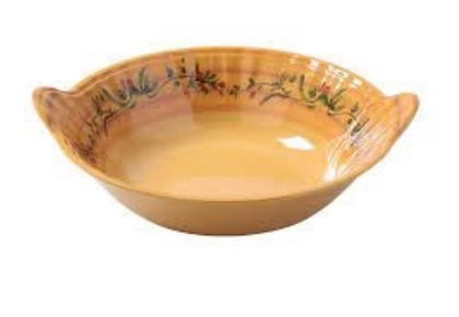 EcoQuality Bowl with handle is made from durable and reliable melamine material. You can use these unique round bowls to serve such dishes like rice, soups, salads or side dishes. Thanks to the elegant Olive collection style, the bowl will perfectly fit any food-serving establishment allowing you to elevate your dining experience 
with these high quality affordable restaurant dinnerware.
