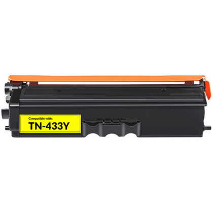 TN431/TN433 Yellow toner cartridge compatible with Brother printers, prints up to 1800 pages, fits HL-L8260CDW, L8360CDW, L8360CDWT, MFC-L8610CDW, L8900CDW.