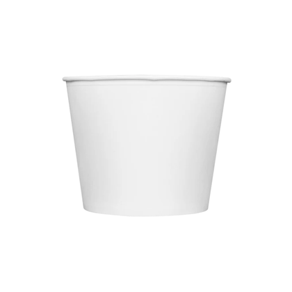 130oz White Disposable Paper Food Buckets with Lids