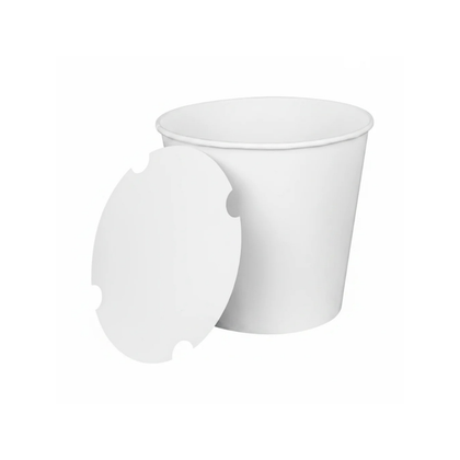 170oz White Disposable Paper Food Buckets with Lids