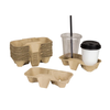 Molded Fiber Disposable 2 Cup Carrier Tray Holder For Hot & Cold Drinks