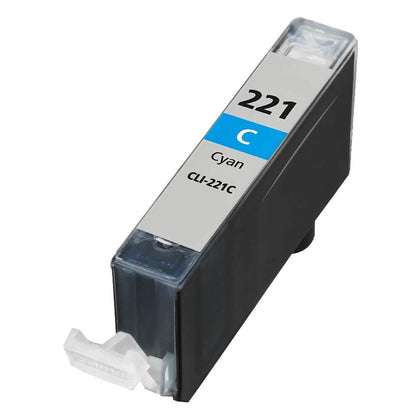Compatible Canon CLI-221 Cyan Ink Cartridge, 535-page yield for PIXMA iP3600, iP4600, MP620, MP980 printers