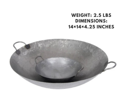 14″ Hand Hammered Cantonese Wok, crafted for authentic stir-frying and cooking traditional Cantonese dishes with even heat distribution.